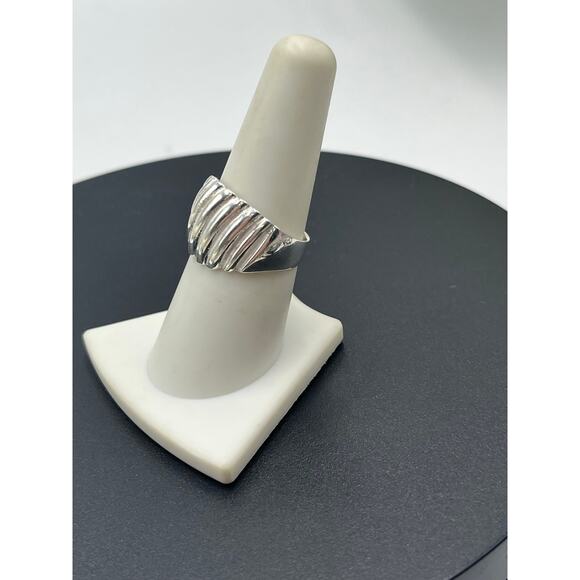 HAN 925 Signed Thailand Sterling Silver Ribbed Wide Chunky Domed Ring Sz 8 - Picture 3 of 8